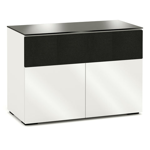 Salamander Designs Chameleon Collection Miami 329 Twin Speaker Integrated Cabinet (High Gloss White with Black Glass Top)