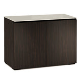 Salamander Chameleon Manhattan 323 Twin AV Cabinet (Maro Ebony Doors and Sides, Matte Taupe Glass Top)