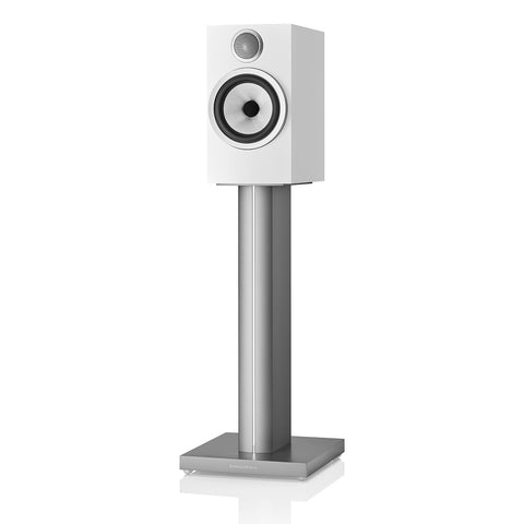 Bowers & Wilkins 706 S3 2-Way Bookshelf Speaker (Satin White) FS-700 Floor Stand (Silver) - Each