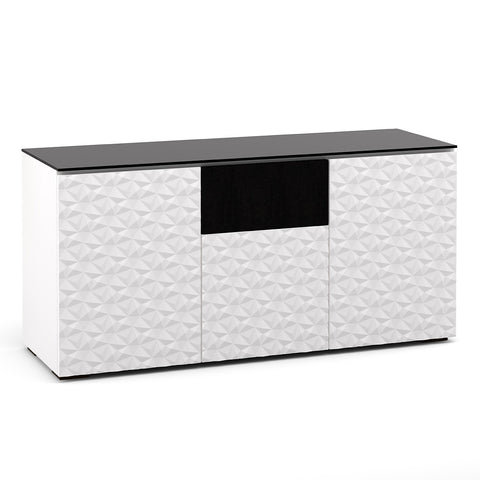 Salamander Designs Chameleon Collection Milan 336 Triple Speaker Integrated Cabinet (Geometric White with Black Glass Top)