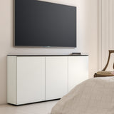 Salamander Designs Chameleon Collection Miami 337 Triple AV Cabinet (High Gloss White with Black Glass Top)