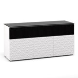 Salamander Designs Chameleon Collection Milan 339 Triple Speaker Integrated Cabinet (Geometric White with Black Glass Top)