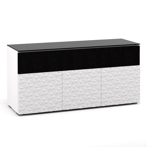 Salamander Designs Chameleon Collection Milan 339 Triple Speaker Integrated Cabinet (Geometric White with Black Glass Top)
