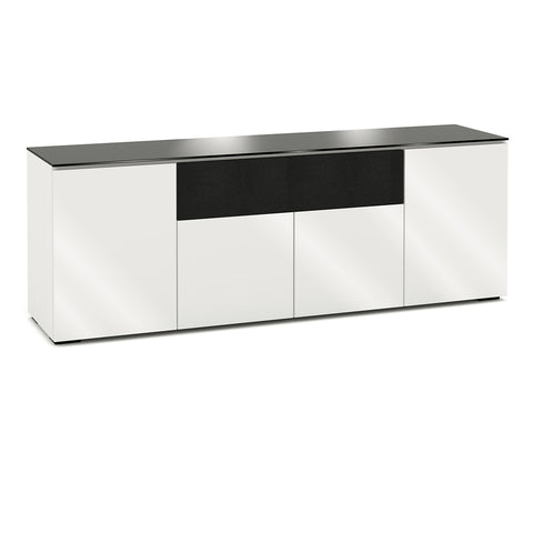 Salamander Designs Chameleon Collection Miami 345 Quad Speaker Integrated Cabinet (High Gloss White with Black Glass Top)