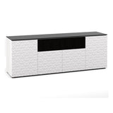 Salamander Designs Chameleon Collection Milan 345 Quad Speaker Integrated Cabinet (Geometric White with Black Glass Top)
