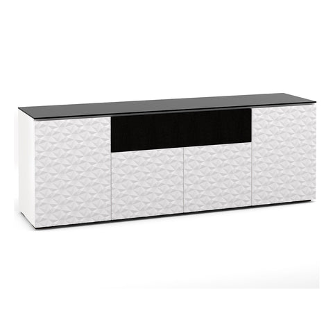 Salamander Designs Chameleon Collection Milan 345 Quad Speaker Integrated Cabinet (Geometric White with Black Glass Top)