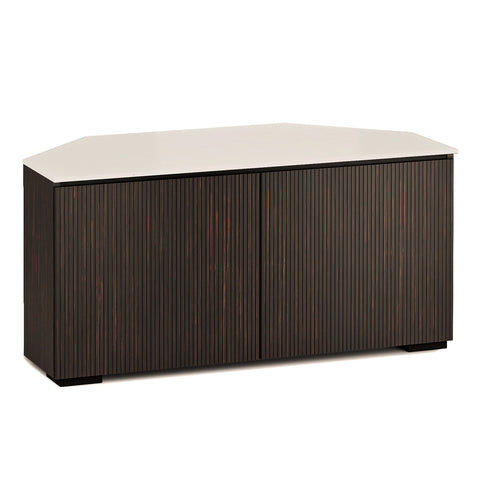 Salamander Chameleon Manhattan 221 Corner AV Cabinet (Maro Ebony Doors, Matte Taupe Glass Top)