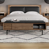 BDI LINQ Bench 9102 with Leather Cushion (Natural Walnut with Pepper Leather)