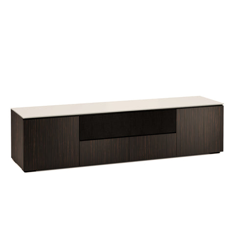Salamander Designs Chameleon Collection Manhattan 245 Quad Speaker Integrated AV Cabinet (Maro Ebony Doors and Sides, Matte Taupe Glass Top)