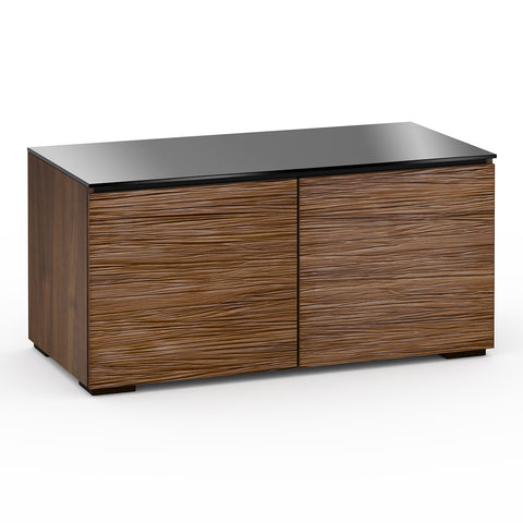 Salamander Designs Chameleon Collection Denver 221 Twin AV Cabinet (Deep Textured Medium Walnut with Black Glass Top)
