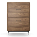 BDI LINQ 9185 Storage Chest with 5 Self-Closing Drawers and Metal Base (Natural Walnut)