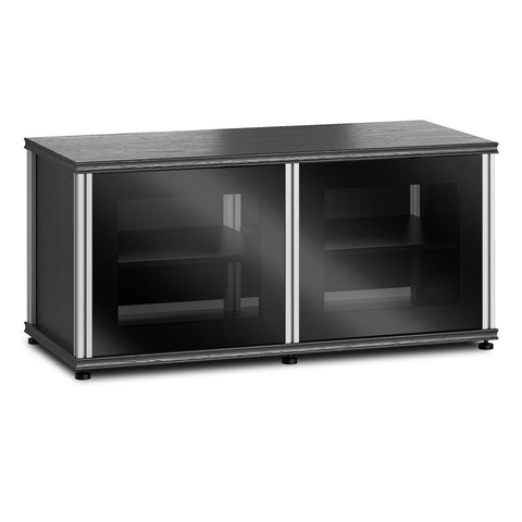 Salamander Designs Synergy 221 Twin AV Cabinet (Black Oak with Black Glass & Aluminum Posts)