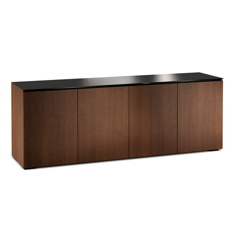Salamander Designs Chameleon Collection Manhattan 347 Quad AV Cabinet (Medium Walnut Doors and Sides, Black Glass Top)