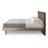 BDI Cross-LINQ 9129 King Size Bed with Slatted Headboard and Integrated Charging Stations (Natural Walnut)