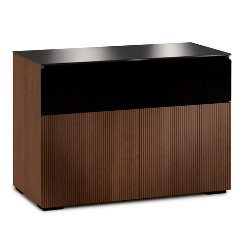 Salamander Chameleon Manhattan 329 Twin AV Cabinet (Medium Walnut Doors, Black Glass Top)