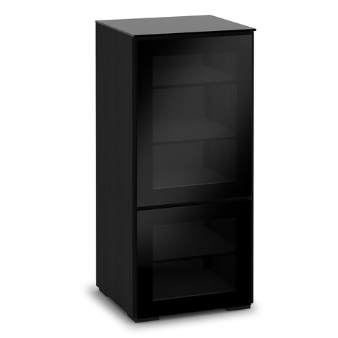 Salamander Designs Chameleon Collection Oslo 517 Single AV Cabinet (Black Oak with Smoked Glass Doors & Black Glass Top)