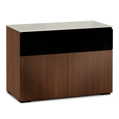 Salamander Chameleon Manhattan 329 Twin AV Cabinet (Medium Walnut Doors, Matte Taupe Glass Top)