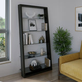BDI Eileen 2.0 5166 Leaning Shelf with Grey-Tinted Glass Shelves (Charcoal Stained Ash)