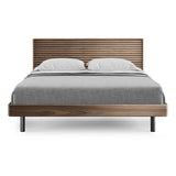 BDI Cross-LINQ 9129 King Size Bed with Slatted Headboard and Integrated Charging Stations (Natural Walnut)