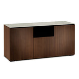 Salamander Designs Chameleon Collection Manhattan 336 Triple Speaker Integrated AV Cabinet (Medium Walnut Doors and Sides, Matte Taupe Glass Top)