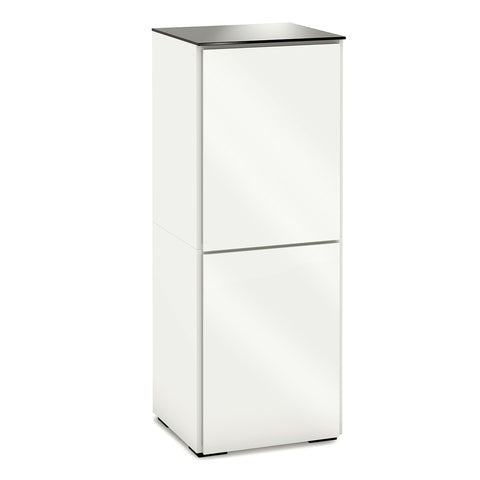 Salamander Designs Chameleon Collection Miami 617 Single AV Cabinet (High Gloss White with Black Glass Top)
