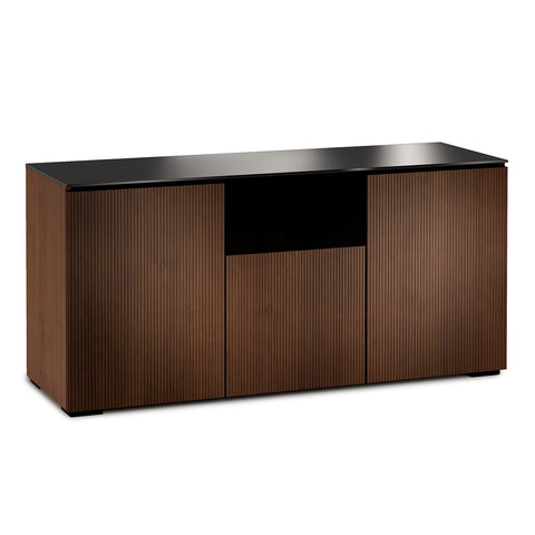 Salamander Designs Chameleon Collection Manhattan 336 Triple Speaker Integrated AV Cabinet (Medium Walnut Doors and Sides, Black Glass Top)