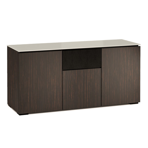 Salamander Designs Chameleon Collection Manhattan 336 Triple Speaker Integrated AV Cabinet (Maro Ebony Doors and Sides, Matte Taupe Glass Top)