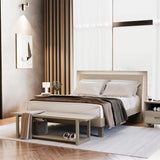 BDI KAVA Bedroom 9617 King Bed Frame with Built-In LEDs (Washed Oak)