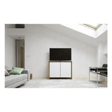 Salamander Designs Chameleon Collection Barcelona 323 Twin AV Cabinet (Natural Walnut with Gloss White Doors)