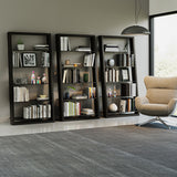 BDI Eileen 2.0 5166 Leaning Shelf with Grey-Tinted Glass Shelves (Charcoal Stained Ash)
