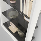 BDI Eileen 2.0 5166 Leaning Shelf with Grey-Tinted Glass Shelves (Satin White)