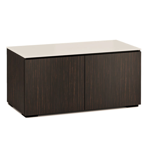 Salamander Chameleon Manhattan 221 Twin AV Cabinet (Maro Ebony Doors, Matte Taupe Glass Top)