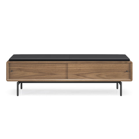 BDI LINQ Bench 9102 with Leather Cushion (Natural Walnut with Pepper Leather)