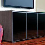 Salamander Designs Chameleon Collection Oslo 337 Triple AV Cabinet (Black Oak with Smoked Glass Doors & Black Glass Top)