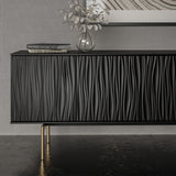 BDI Tanami 7109 4-Door Storage Credenza (Satin Black with Brass Base)