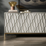 BDI Mesa 7639 4-Door Credenza (Stone with Brass Base)