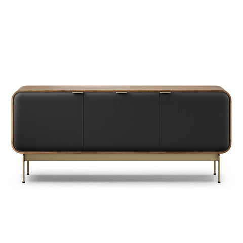 BDI Plume 8077 Triple Wide Media + Storage Cabinet (Natural Walnut, Bronze)