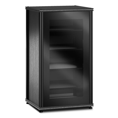 Salamander Designs Synergy 402 AV Cabinet (Black Oak with Black Glass Doors & Black Posts)