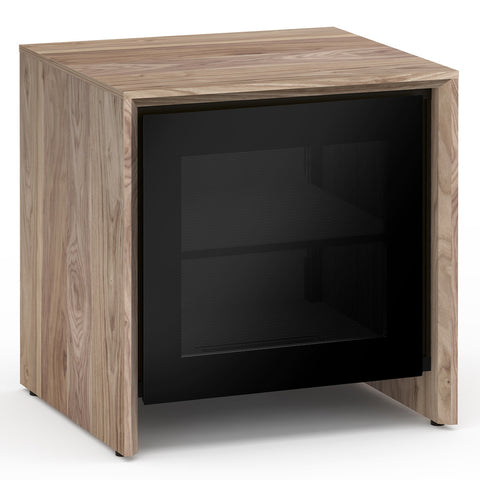 Salamander Designs Chameleon Collection Barcelona 217 AV Cabinet (Natural Walnut with Black Glass Doors)