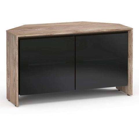 Salamander Designs Chameleon Collection Barcelona 221 Twin Corner Cabinet (Natural Walnut with Black Glass Doors)