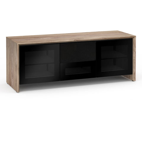 Salamander Designs Chameleon Collection Barcelona 236 Triple-Width AV Cabinet (Natural Walnut with Black Glass Doors)