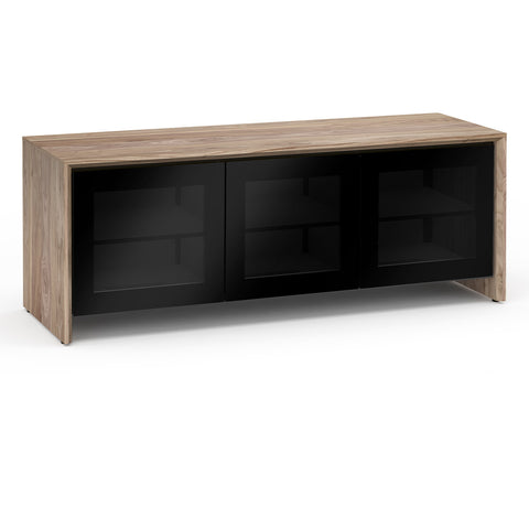 Salamander Designs Chameleon Collection Barcelona 237 Triple AV Cabinet (Natural Walnut with Black Glass Doors)
