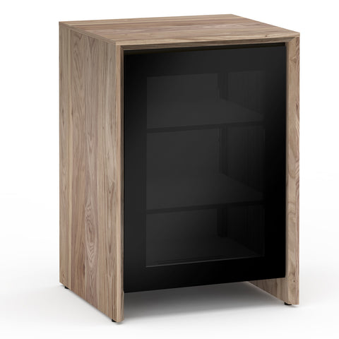 Salamander Designs Chameleon Collection Barcelona 317 Single-Width Audio Cabinet (Natural Walnut with Black Glass Doors)