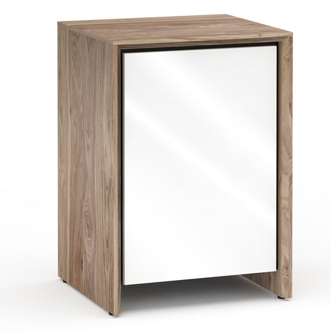 Salamander Designs Chameleon Collection Barcelona 317 Single Audio Cabinet (Natural Walnut with Gloss White Doors)