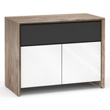Salamander Designs Chameleon Collection Barcelona 329 Twin AV Cabinet (Natural Walnut with Gloss White Doors)