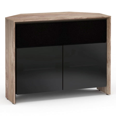 Salamander Designs Chameleon Collection Barcelona 329 Twin Corner Cabinet (Natural Walnut with Black Glass Doors)