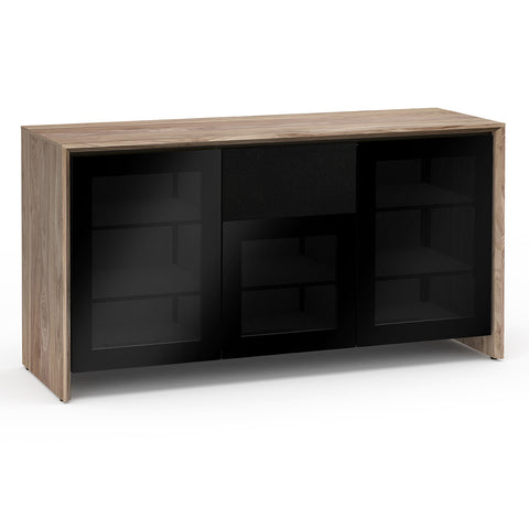 Salamander Designs Chameleon Collection Barcelona 336 Triple Speaker Integrated Cabinet (Natural Walnut with Black Glass Doors)