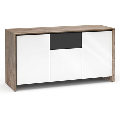 Salamander Designs Chameleon Collection Barcelona 336 Triple Speaker Integrated Cabinet (Natural Walnut with Gloss White Doors)