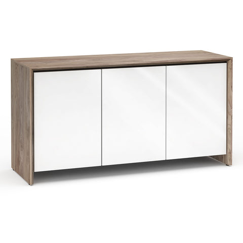 Salamander Designs Chameleon Collection Barcelona 337 Triple AV Cabinet (Natural Walnut with Gloss White Doors)