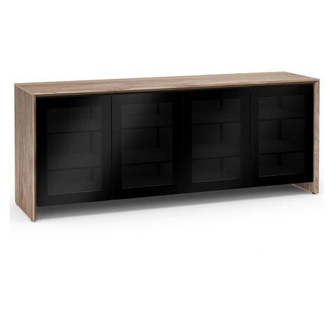 Salamander Designs Chameleon Collection Barcelona 347 Quad AV Cabinet (Natural Walnut with Black Glass Doors)